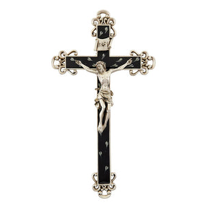Crucifix with Floral Design - Jet