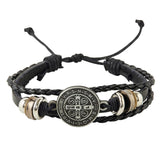 St. Benedict Leather Stack Bracelet