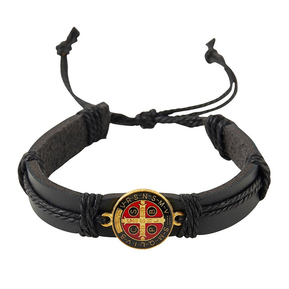FREE Saint Benedict Medal Leather Bracelet