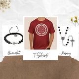 St Benedict Feast Day Bundle (T-Shirt, Rosary & Bracelet)