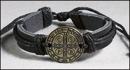 FREE St. Benedict Medal Leather Bracelet