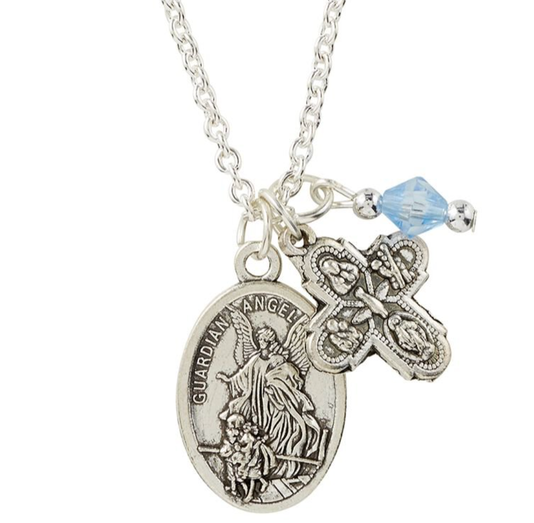 FREE Guardian Angel/St. Michael Medal with Four Way Cross Pendant