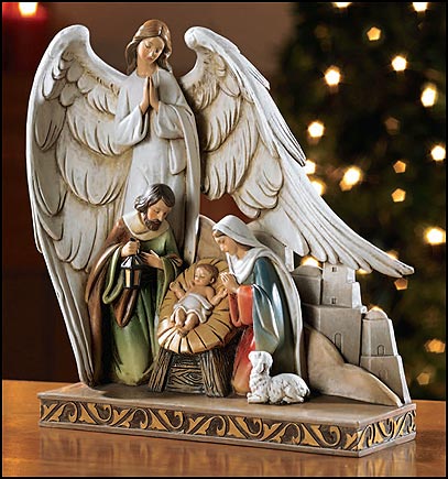 Nativity with Angel Figurine