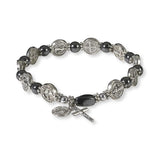 St. Benedict Stretch Hematite Rosary Bracelet