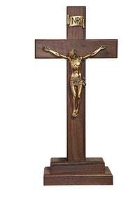 13" Walnut Standing Crucifix